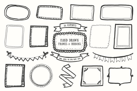 20 Handdrawn Frames Ribbons Cliparts Review
