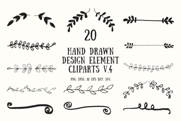 20 Handmade Design Element Clipart 4 for Graphics and Illustrations