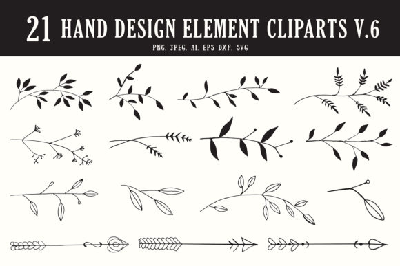 20 Handmade Design Element Clipart 6 for Graphics and Illustrations