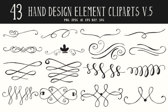 40 Hand Design Element Clipart 5 for Local Business Branding