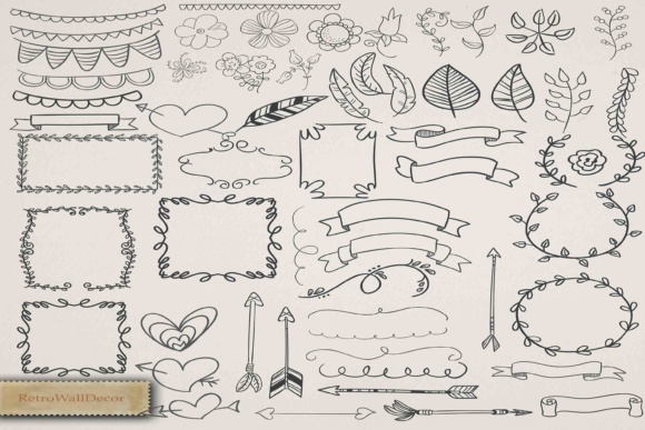 57 Digital Vector Doodles and Elements for Web & Print