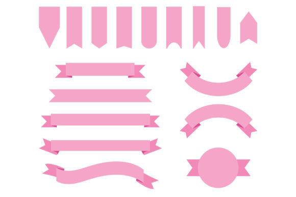 Baby Pink Badge Banner Clip Art for Decorative Graphics