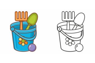 Children's Toy Bucket Graphics for Coloring Pages