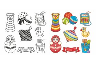 Children’s Toy Design Elements for Graphics and Coloring Pages