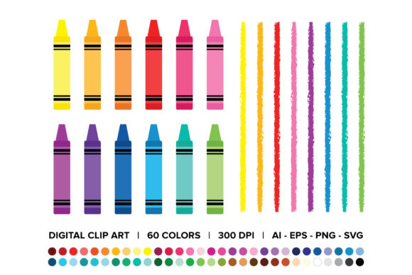 Crayon Border Clip Art Set for Graphics and Illustrations