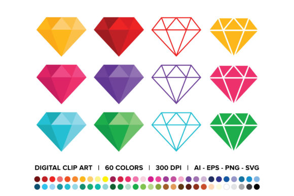 Diamond Clip Art Set: A Graphic Design Asset for Decorative Elements