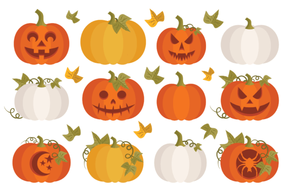 Fall Pumpkins Clip Art Set for Graphics and Decorative Elements