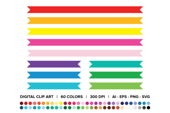 Flat Ribbon Banner Clip Art for Web and Print Graphics