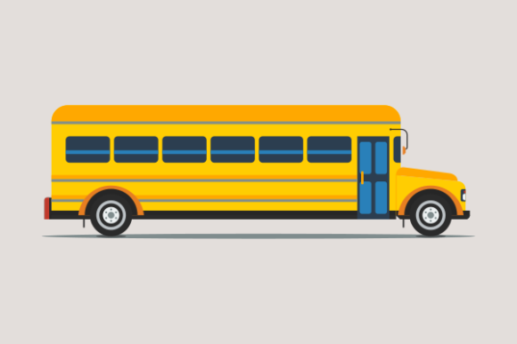 Flat Style Yellow School Bus Vector for Illustrations and Graphics