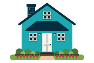 Geometric Modern Teal House Clip Art Review