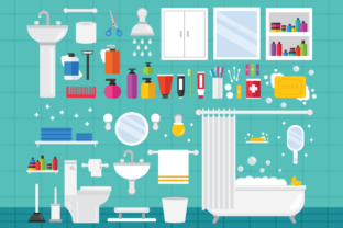 Home Bathroom Clip Art Set for Crafting and Design