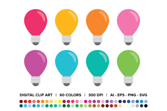 Light Bulb Clip Art Set for Branding and Marketing Graphics