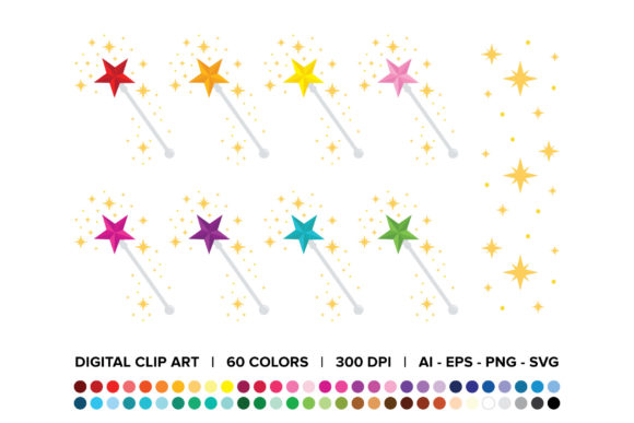 Magic Star Fairy Wand Clip Art for Graphics and Illustrations