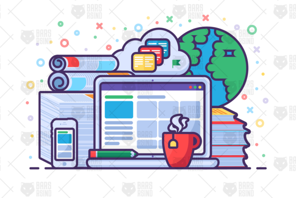 Online Education Concept Illustration Review