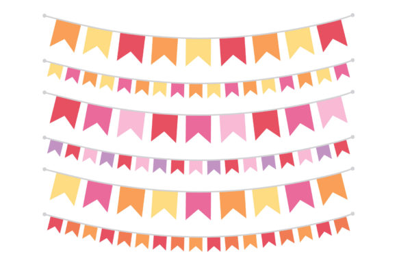 Orange Pink Purple Flag Banner Clip Art for Decorative Graphics