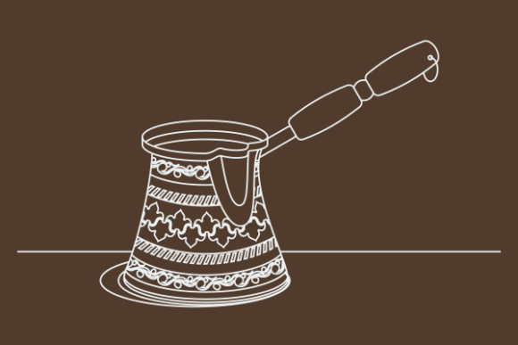 Outline Style Cezve Turkish Coffee Pot Graphics