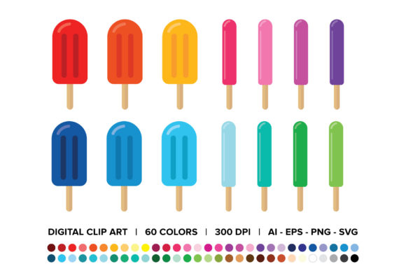 Popsicles Ice Pops Clip Art Set for Modern Web Graphics