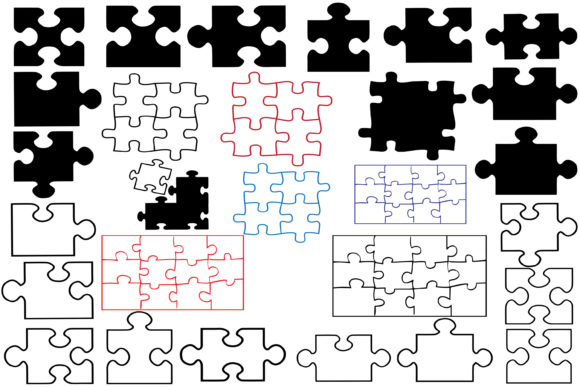 Puzzle Silhouettes Graphics for Crafts
