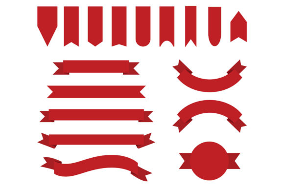 Red Badge Banner Clip Art Set for Branding and Decorative Graphics