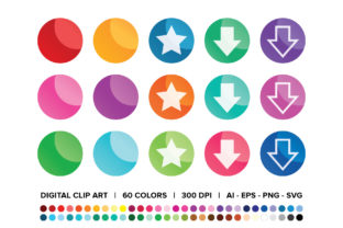 Round Gradient Web Button Clip Art Set for Modern Graphics