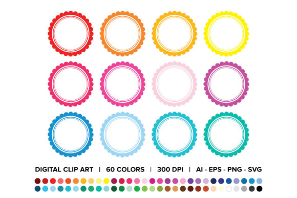 Scallop Frame Clip Art for Decorative Graphics