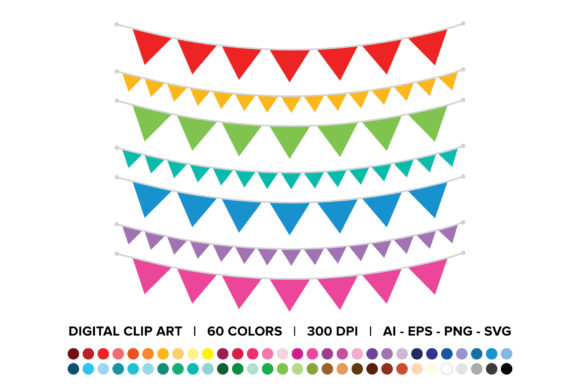 Single Color Triangle Banner Clip Art Set for Graphics and Decorative Elements