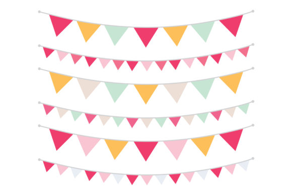 Spring Pink Orange Mint Bunting Banner Graphics