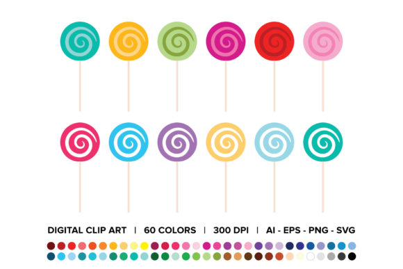 Swirl Lollipop Candy Clip Art for Decorative Graphics