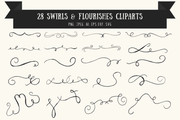 Swirls Flourishes Cliparts Ver. 1 for Graphics and Illustrations