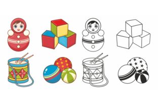 Toys for Kids in the Sandbox – A Playful Graphic Asset for Coloring Pages