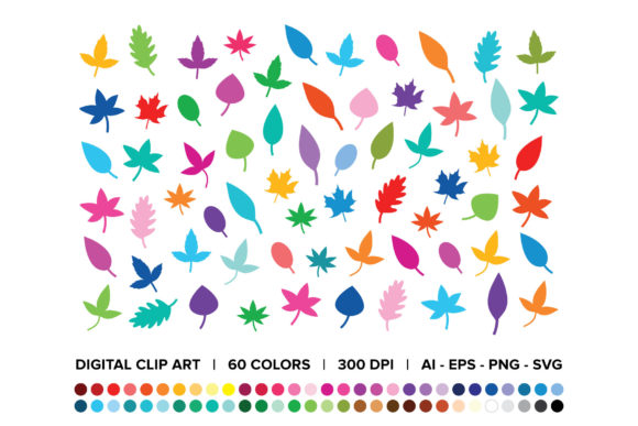 Tree Leaves Silhouette Clip Art Set for Branding and Packaging