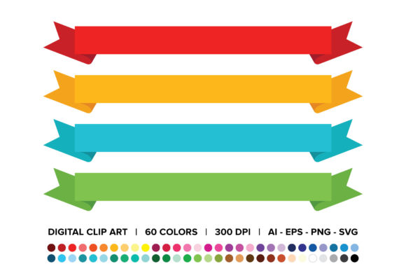 Wide Ribbon Banner Clip Art Set for Decorative Graphics